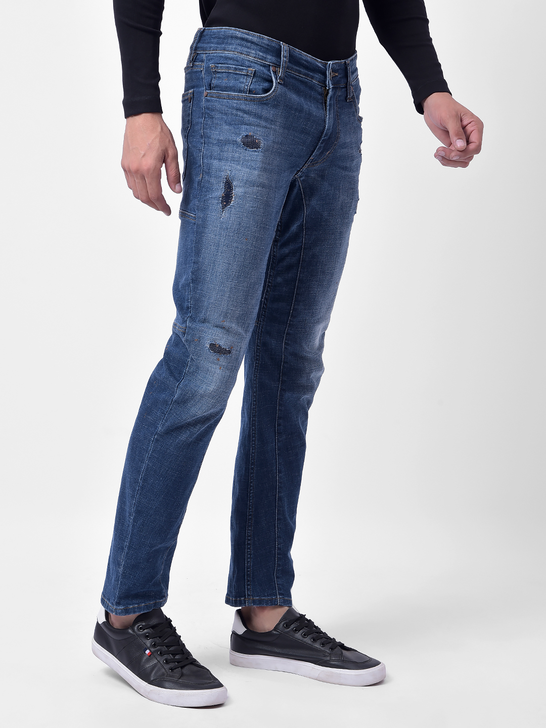 Numero Uno Men Mid Blue Mid Blue Skinny Fit Low Rise Sustainable Jeans
